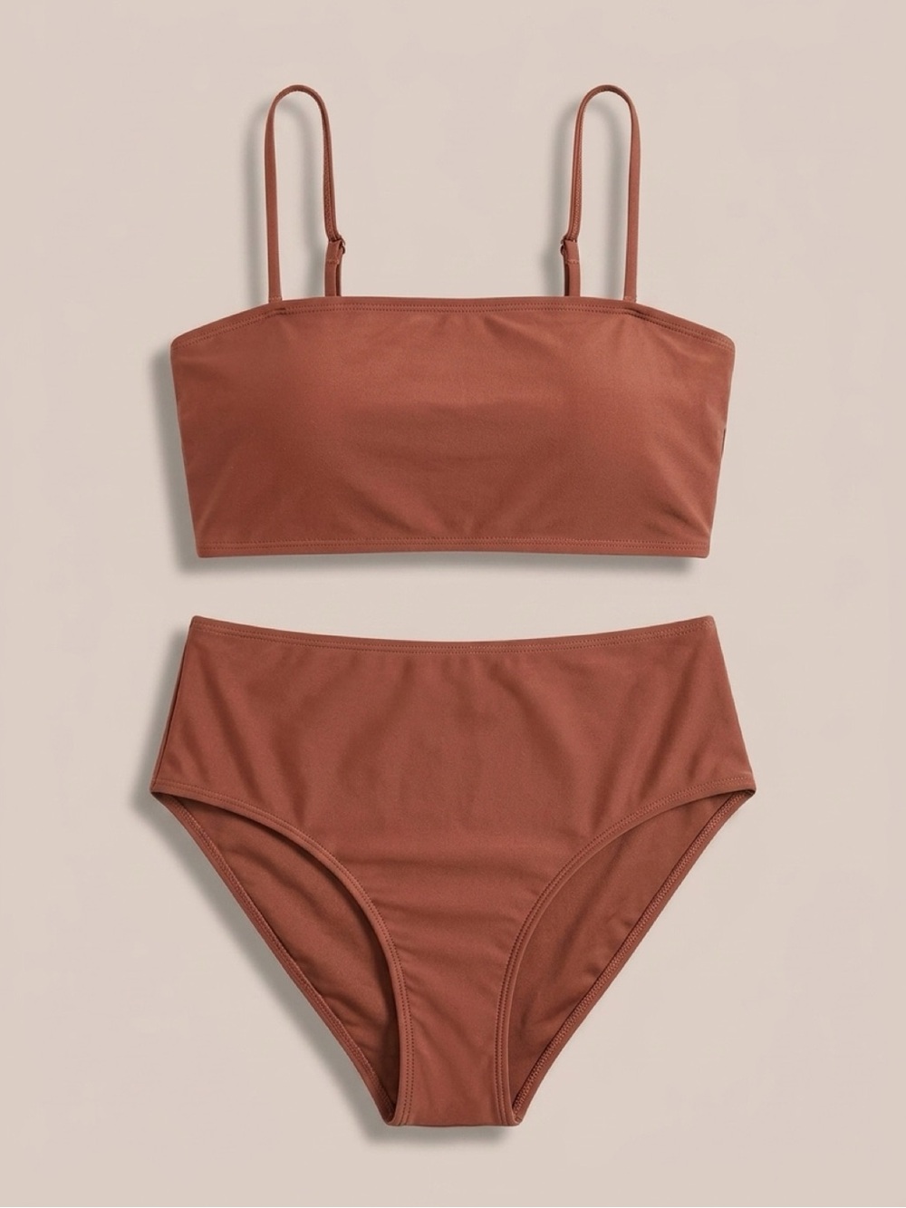 Amazon Copper Rust High-Waist Bandeau Bikini Set